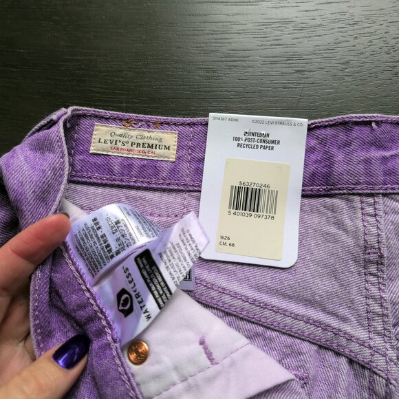 NWT Levi's Premium 501 Botanical Lavender Bright Purple Cutoff Denim Shorts - Picture 8 of 16